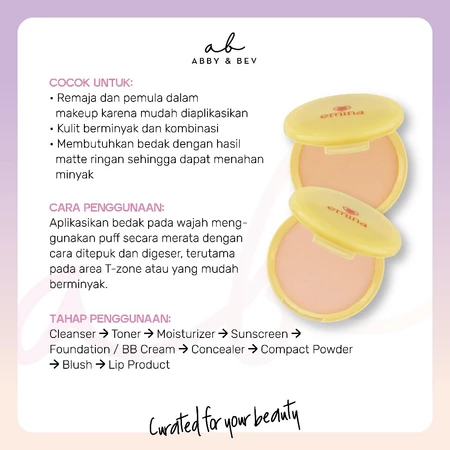 AB Emina Daily Matte Compact Powder 11gr Bedak Padat Yang Memberikan Finish Matte Abby n Bev Toko Kosmetik Bandung-2